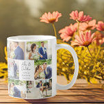 Caneca De Café Colagem de Fotografias do Casal Casado Elegante Re<br><div class="desc">Esta linda caneca de manutenção do casal,  nova,  apresenta um layout clássico de 6 fotos de casamento em um fundo branco com os nomes,  a localização e a data do casal casado. Um maravilhoso presente fotográfico comemorativo para sua esposa ou marido para tesourar para sempre.</div>