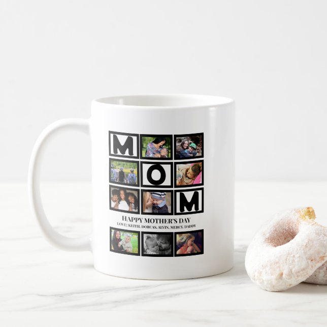 Caneca De Café Colagem de Fotografias do Elegant Custom Feliz dia (Com Donut)