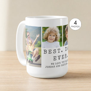 Caneca De Café Colagem de Fotografias do MELHOR PAI NUNCA 4 Perso