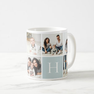 Caneca De Café Colagem de Fotografias do Monograma 9 da Família P