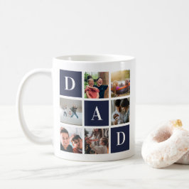 Caneca De Café Colagem de Fotografias do Pai Azul Seis Personaliz