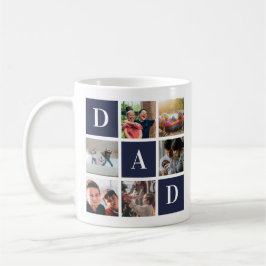 Caneca De Café Colagem de Fotografias do Pai Azul Seis Personaliz