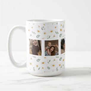 Caneca De Café Colagem de Fotografias Floral Daisy 6 - Dia de as