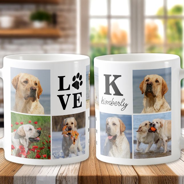 Caneca De Café Colagem de Fotografias LOVE 7 Personalizadas por L (Criador carregado)