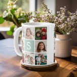 Caneca De Café Colagem de Fotografias Monograma Personalizado, Po<br><div class="desc">Você pode usar fotos do Instagram para este design. Use 8 fotos quadradas para criar um presente exclusivo e pessoal. Ou você pode ficar com o filhote hipster e fazer uma moda. Se precisar ajustar as fotos,  clique na ferramenta personalizar para fazer alterações.</div>