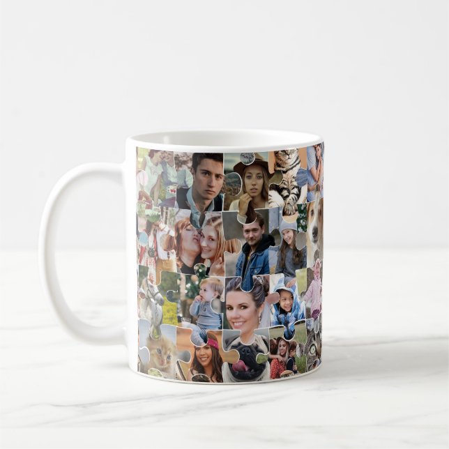 Caneca De Café Colagem de Fotografias Personalizada 24 Pic Forma  (Esquerda)