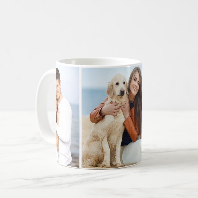 Caneca De Café Colagem de Fotografias Personalizada 3 Clássica de (Frente Esquerda)