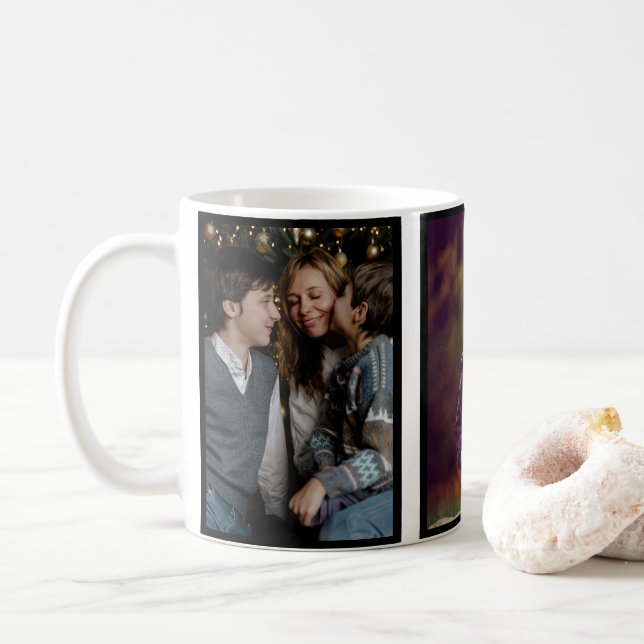 Caneca De Café Colagem de Fotografias Personalizada da Família 2 (Com Donut)
