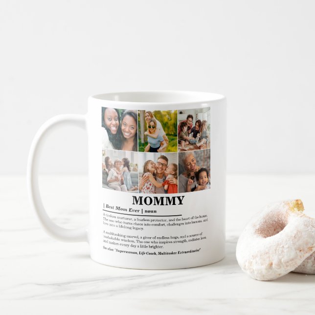 Caneca De Café Colagem de Fotografias Personalizada Definição 6 d (Com Donut)