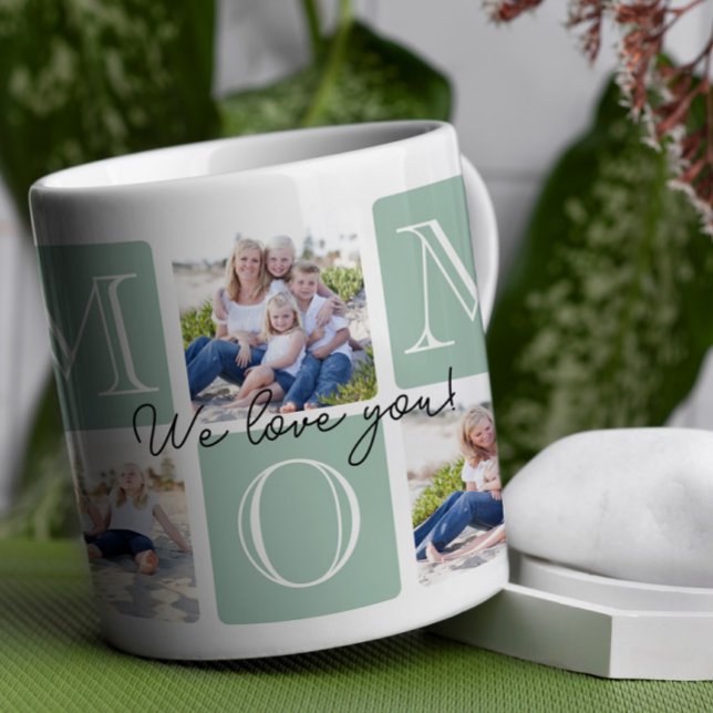 Caneca De Café Colagem de Fotografias Personalizada do Amor 7 pel (This design is a loving reminder of how much she means every single day. )