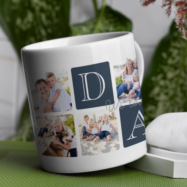 Caneca De Café Colagem de Fotografias Personalizada Love 7 (Celebrate Dad with a timeless and elegant design that’s as special as he is! )