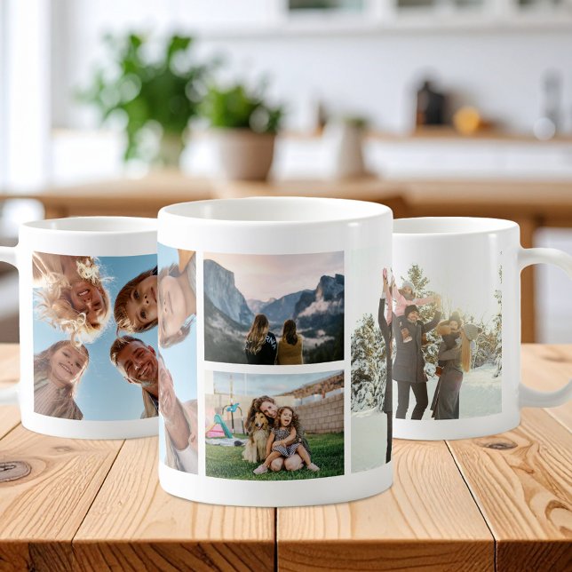 Caneca De Café Colagem de Fotografias Personalizada Moderna 4 (Criador carregado)