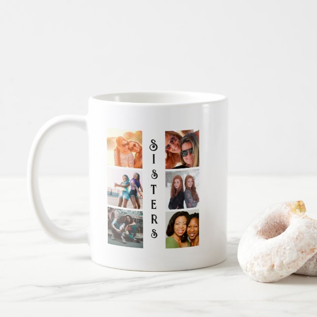 Caneca De Café Colagem de Fotografias Personalizada Moderna 6 (Com Donut)