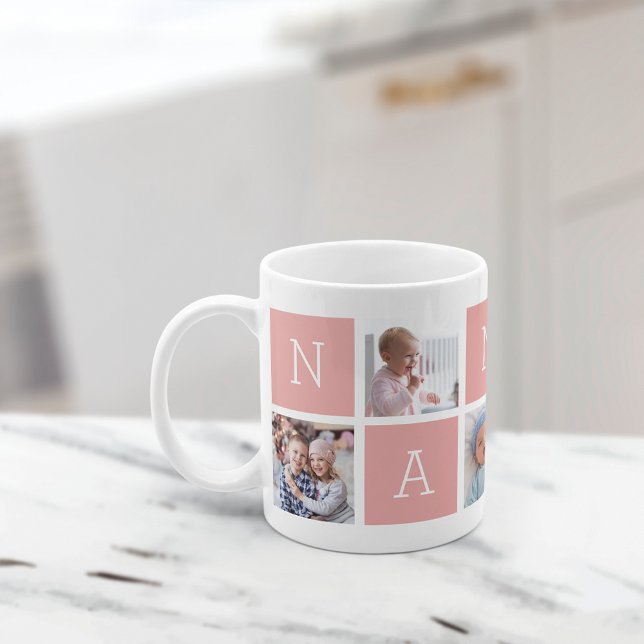 Caneca De Café Colagem de Fotografias Personalizada Nanie Avô 5 (Criador carregado)