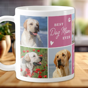 Caneca De Café Colagem de Fotografias Quic DOG MOM Personalizada 