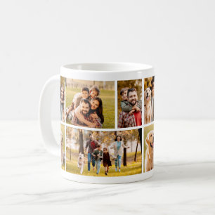 Caneca De Café Colagem de Fotografias Simples Branco 10
