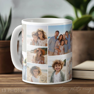 Caneca De Café Colagem de Fotos - 13 Fotos em Grade Minimalista M