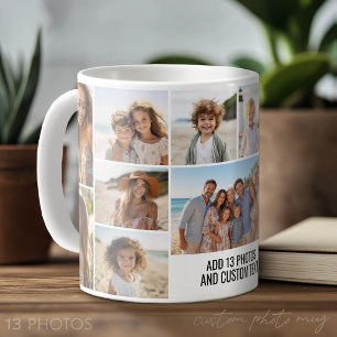 Caneca De Café Colagem de Fotos - 13 Imagens mais Bloco de Texto