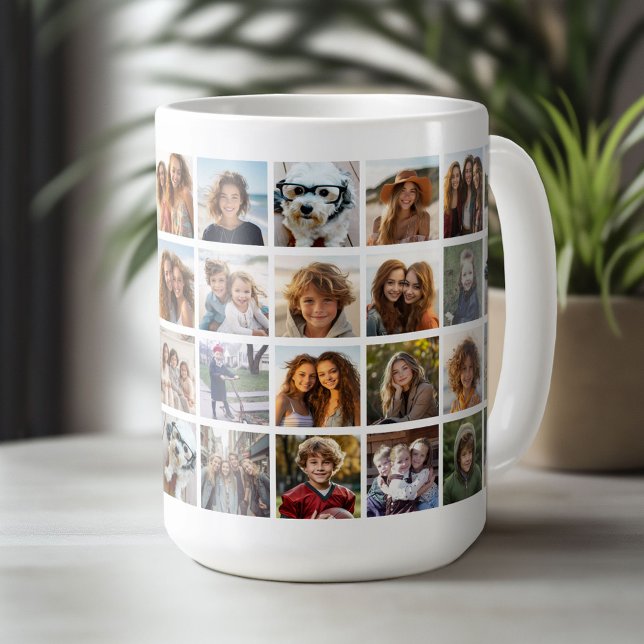 Caneca De Café Colagem de Fotos 40 - 4 Linhas 10 Colunas - Branco (Custom Photo Mug)