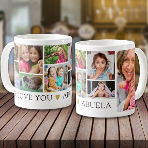 Caneca De Café Colagem de Fotos 9 Modernas Queremos Você Vovó
