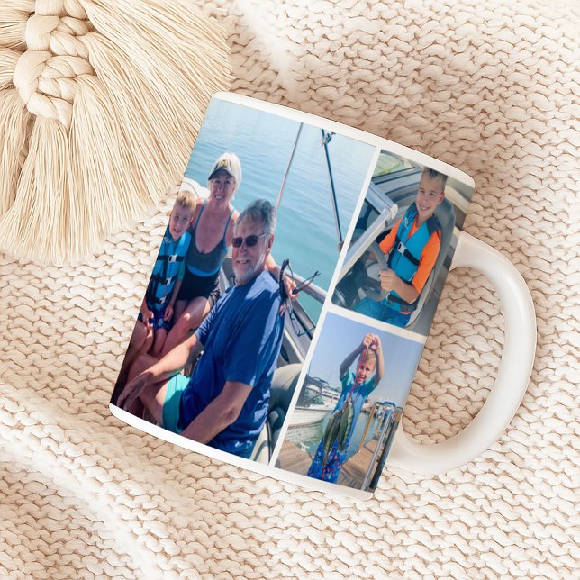 Caneca De Café Colagem de Fotos Avô Netos Wrap (Criador carregado)