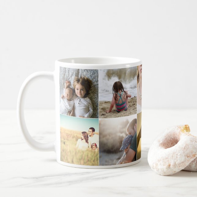 Caneca De Café Colagem de fotos brancas (Com Donut)