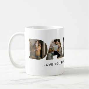 Caneca De Café Colagem de Fotos com a palavra PAPAI