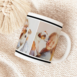 Caneca De Café Colagem de Fotos com Faixa Preta Clássica
