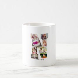 Caneca De Café Colagem de Fotos com Letra N em Preto e Branco