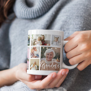 Caneca De Café Colagem de Fotos da Avó Elegante 15