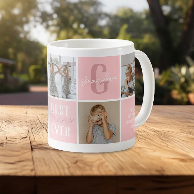 Caneca De Café Colagem de Fotos da Avó Rosa Moderna (Criador carregado)