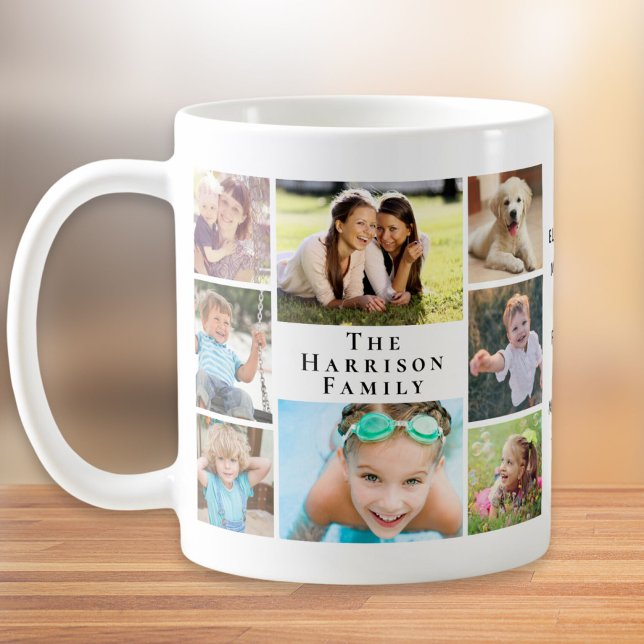 Caneca De Café Colagem de Fotos da Família (Criador carregado)