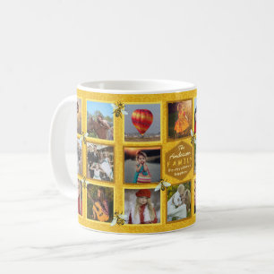Caneca De Café Colagem de Fotos da Família 20 Fotos + Nome Abelh