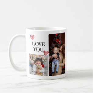 Caneca De Café Colagem de Fotos da Família - 4 Fotos e Texto Pers