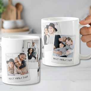 Caneca De Café Colagem de Fotos da Família com Texto Personalizad