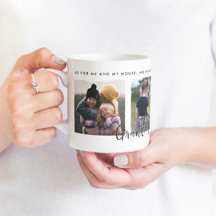 Caneca De Café Colagem de Fotos da Família Cristã Presente Joshua