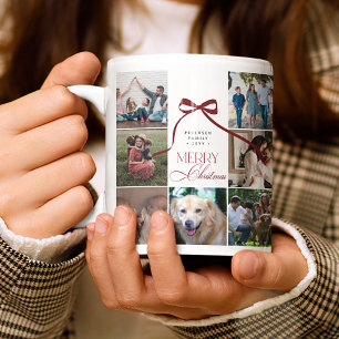 Caneca De Café Colagem de fotos da família Feliz Natal 16