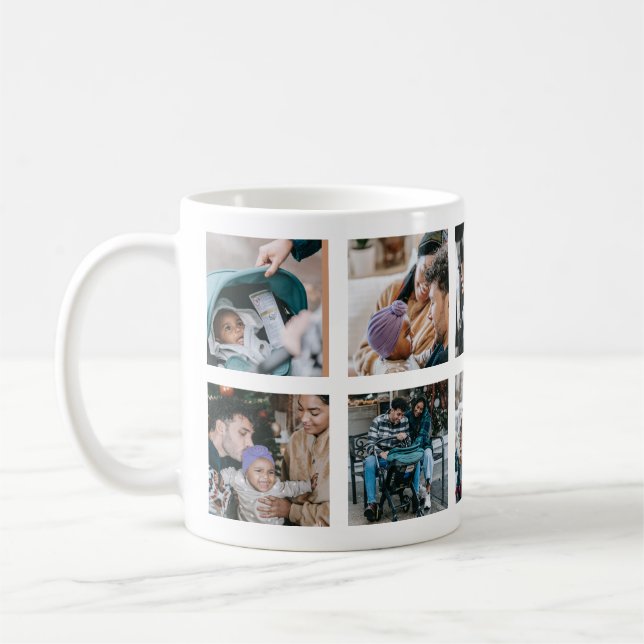 Caneca De Café Colagem de Fotos da Família Feliz para Reprodução (Esquerda)