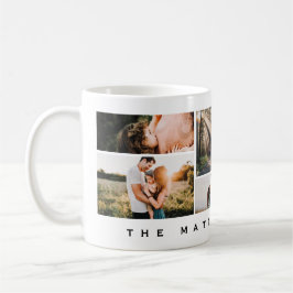 Caneca De Café Colagem de Fotos da Família Moderna Minimalista