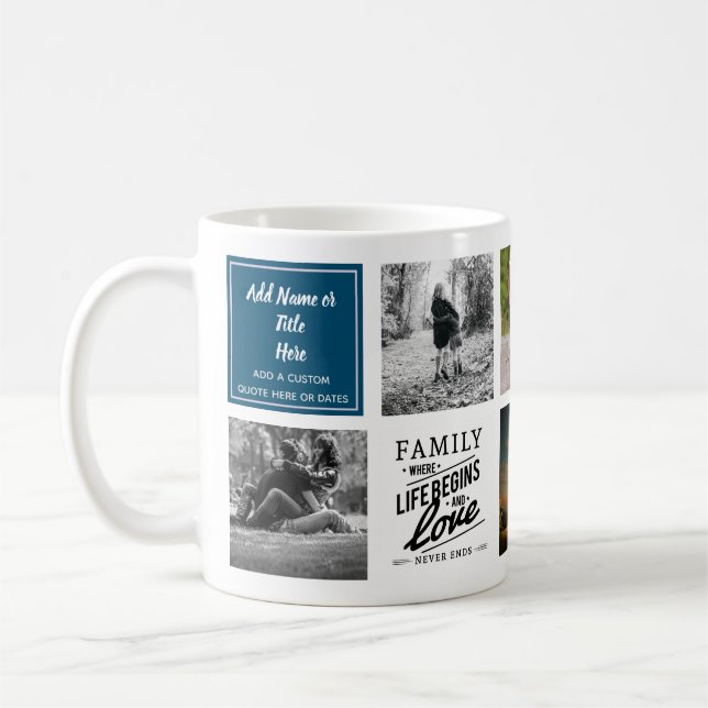 Caneca De Café Colagem de Fotos da Família Moderna Oferta de Qual (Esquerda)