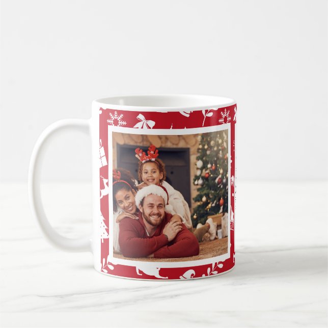 Caneca De Café Colagem de Fotos da Família Natal Personalizada (Esquerda)