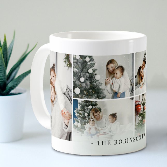 Caneca De Café Colagem de Fotos da Família Personalizada Clássica (Criador carregado)