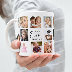 Caneca De Café Colagem de fotos da mãe branca preta