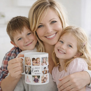 Caneca De Café Colagem de fotos da mãe em branco e preto
