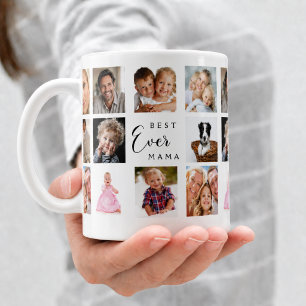 Caneca De Café Colagem de fotos da mãe em branco e preto