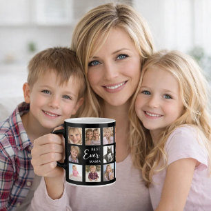 Caneca De Café Colagem de fotos da mãe em preto e branco