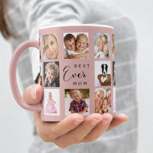 Caneca De Café Colagem de fotos da mãe em rosa poeira rose