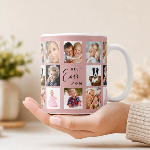 Caneca De Café Colagem de fotos da mãe em rosa poeira rose