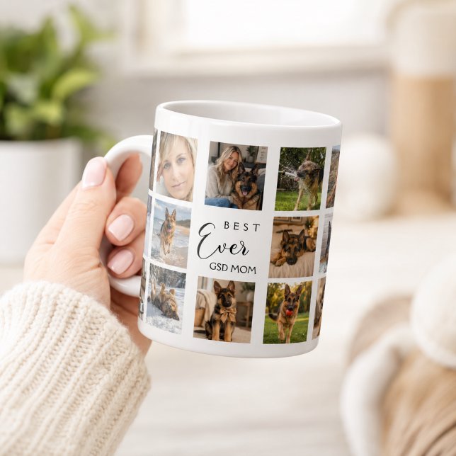 Caneca De Café Colagem de fotos da mãe pastora alemã (Criador carregado)