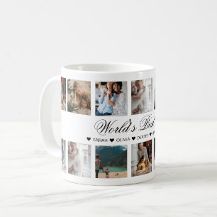 Caneca De Café Colagem de Fotos da Melhor Mãe do Mundo de Script 